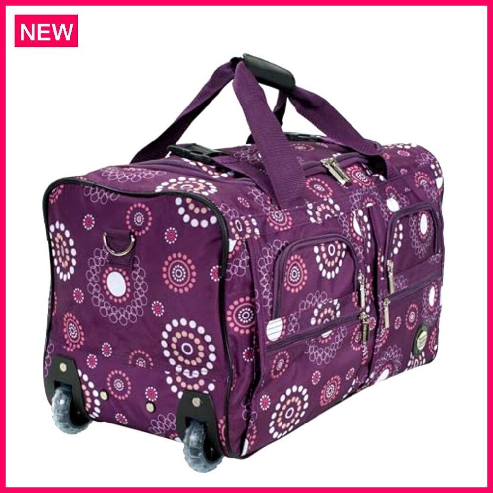 22 Inch Rolling Duffel Bag with Skate Wheels, Heavy Duty Polyester Travel - Picture 7 of 8